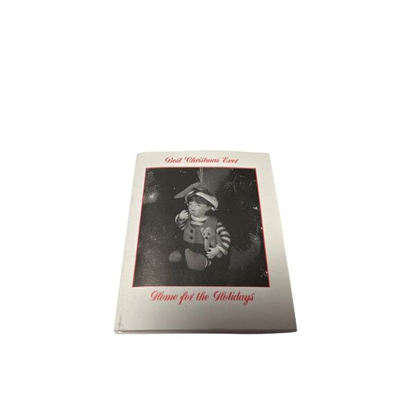 Porcelain Christmas Elf Doll Ornament With Red Vest Green Striped Outfit & Hat - Picture 6 of 8